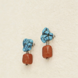 Tibetan Turquoise and Nanhong Agate Earrings