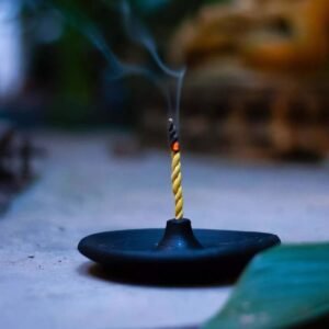 Nepalese Handcrafted Black Clay Incense Holder