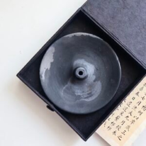 Nepalese Handcrafted Black Clay Incense Holder
